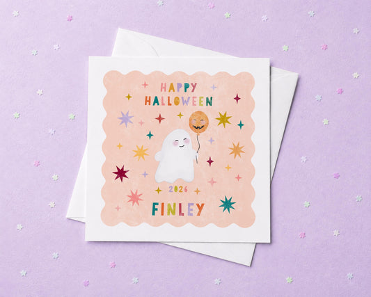 Happy Halloween / First Halloween Cute Ghost Personalised Card.