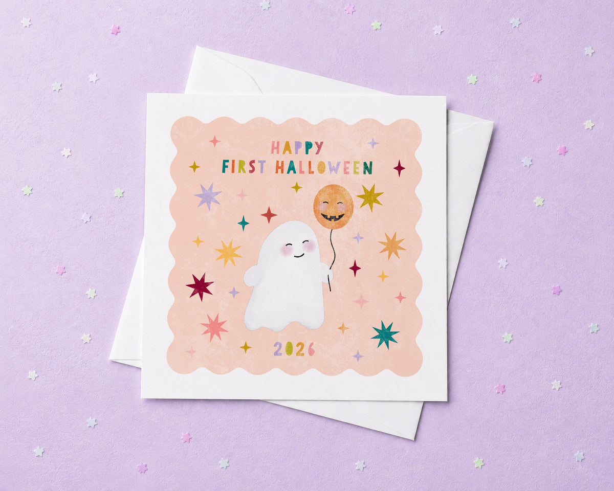 Happy Halloween / First Halloween Cute Ghost Personalised Card.