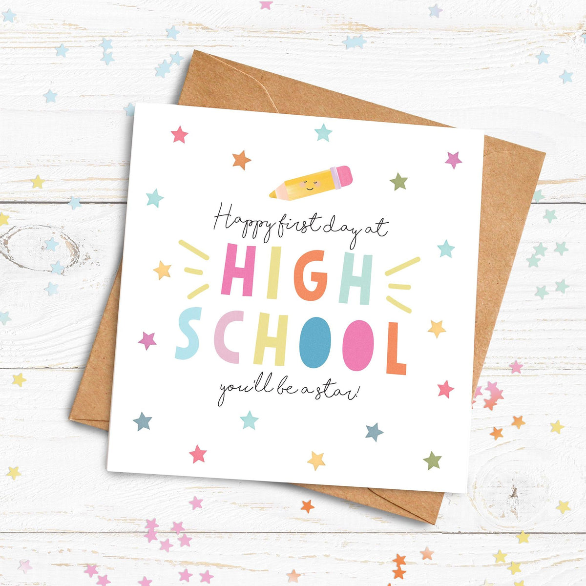 Happy First Day at High School Card. First day of school card. Good Luck Card. Big School Card. Send Direct Option. Personalised School.