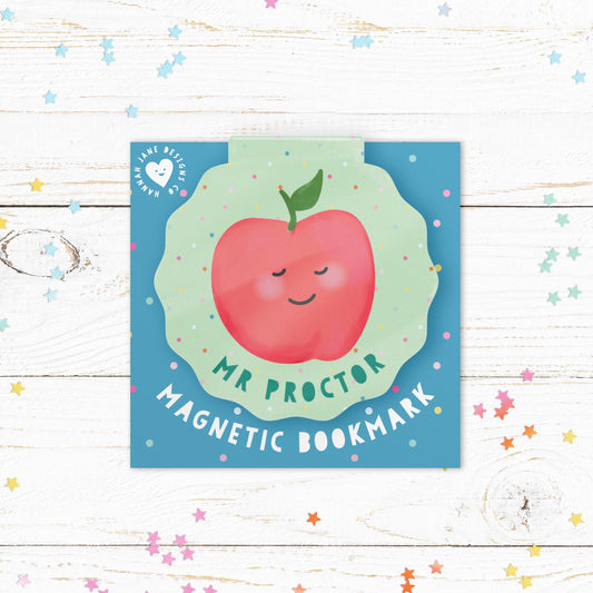 Personalised Happy Apple  Book Club Magnetic Bookmark | Cute Apple Bookmark | Book Lover Gift | Personalised Reading Gift | Cute Bookmark