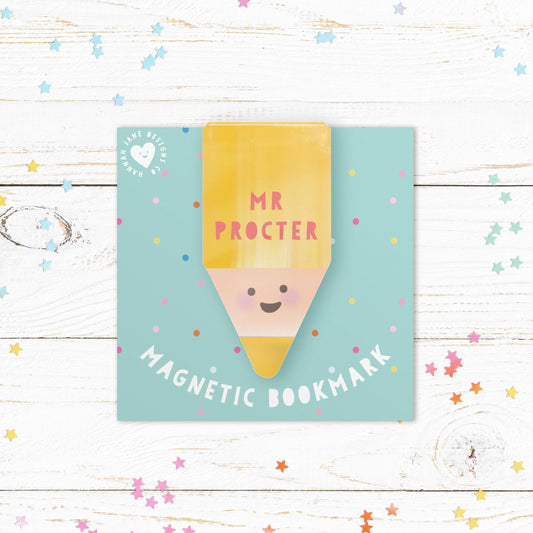 Personalised Happy Pencil Magnetic Bookmark | Cute Pencil Bookmark | Book Lover Gift | Personalised Reading Gift | Cute Bookmark