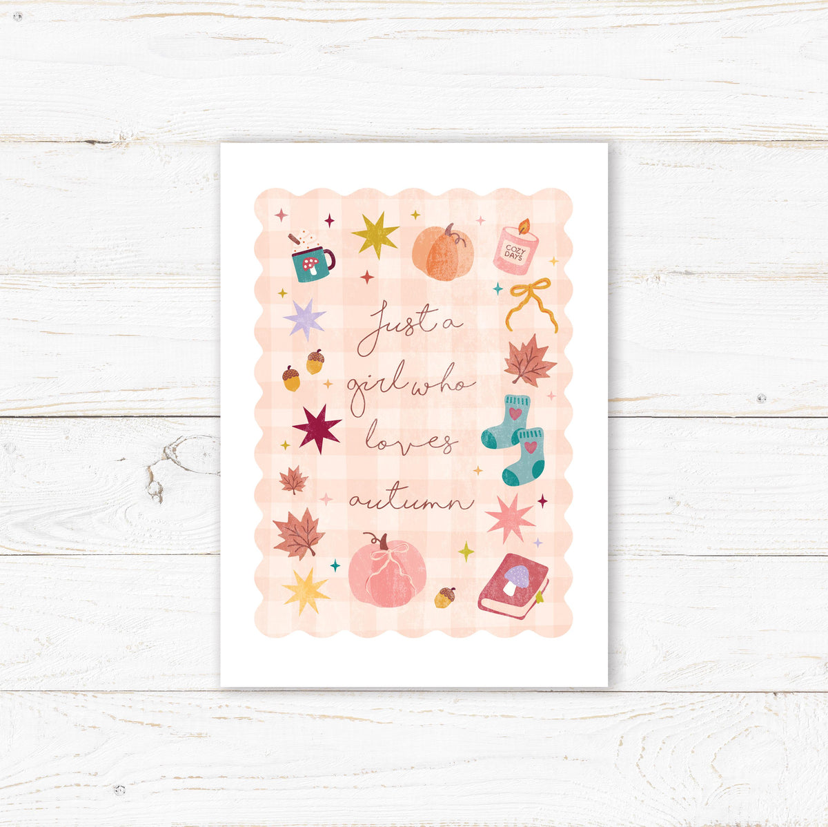 Personalised Autumn Wall Print | Girl Who Loves Autumn A4 Print