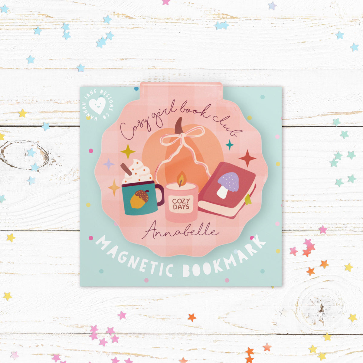 Personalised Cosy Girl Book Club Magnetic Bookmark | Cute Book Club Bookmark | Book Lover Gift | Personalised Reading Gift | Cute Bookmark