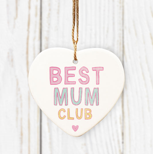Best Mum Club Ceramic Heart. Personalised Mother’s Day Gift. Gifts for mum.