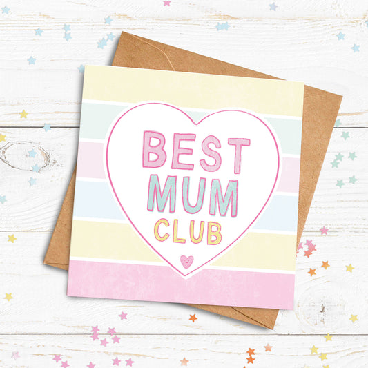 Best Mum Club Card. Personalised card for mum. Mother’s Day card. Send Direct Option.