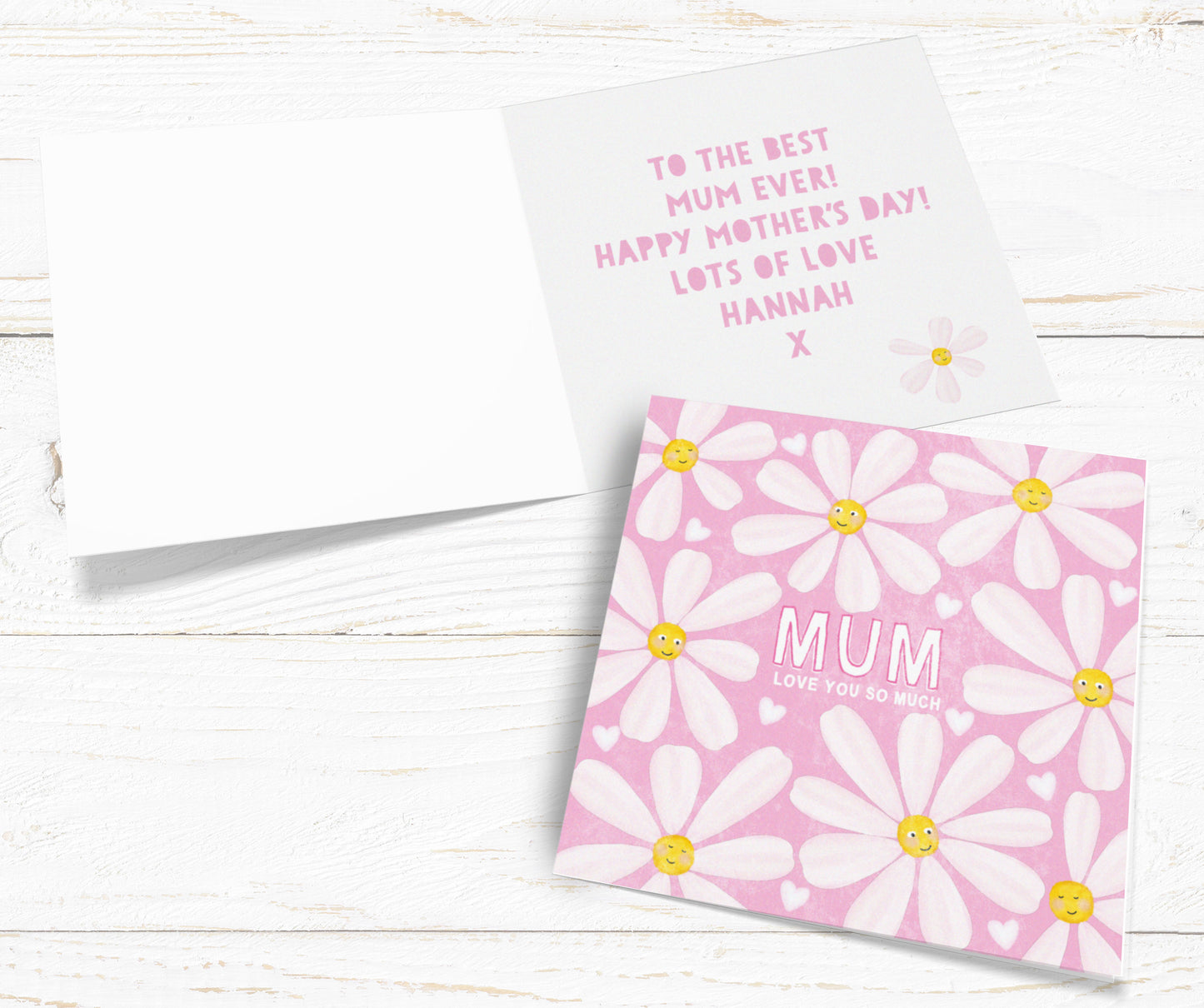 Cute Daisy Card. Personalised card for Mum, Gran, Granny, Grandma. Mother’s Day card. Send Direct Option.