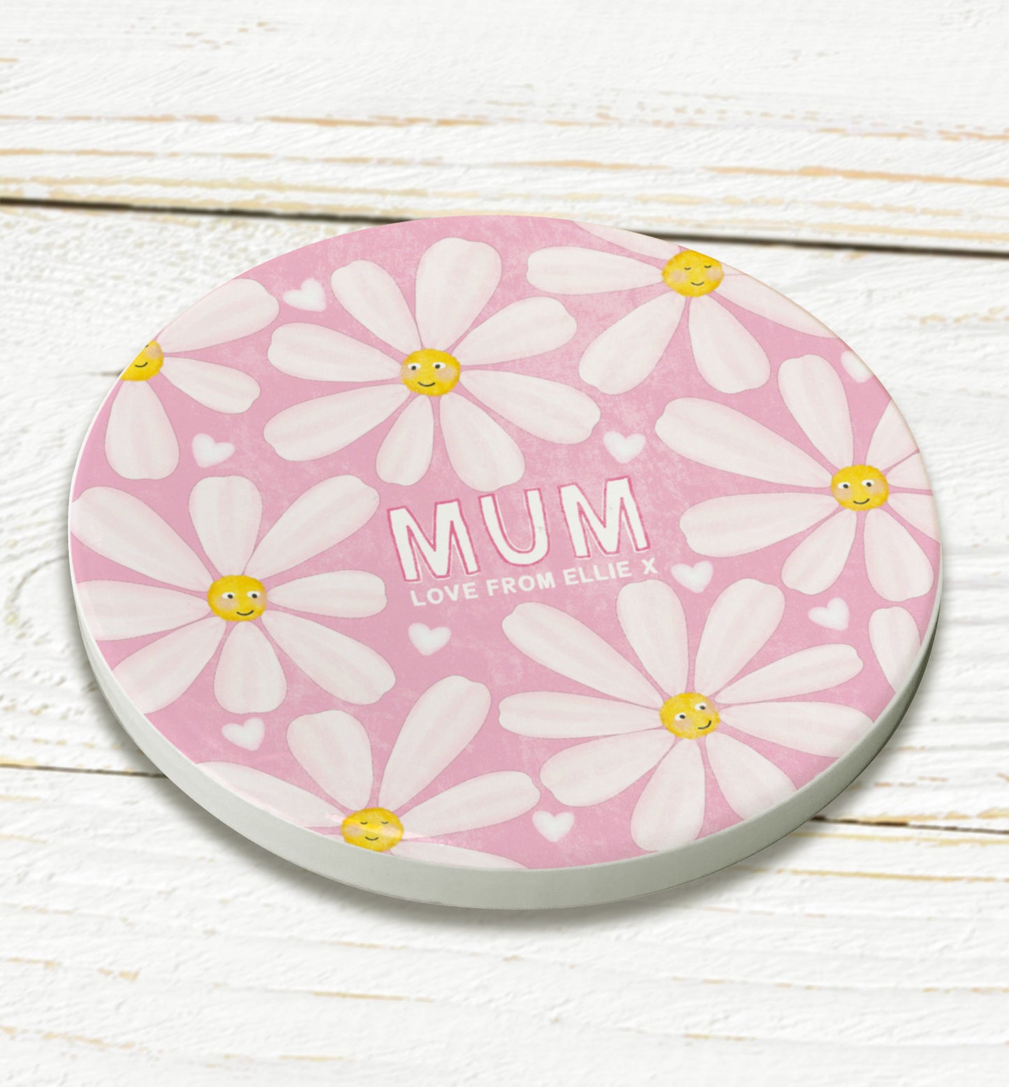 Cute Daisy coaster. Mother’s Day gift. Personalised Gift. Cute gift for mum.