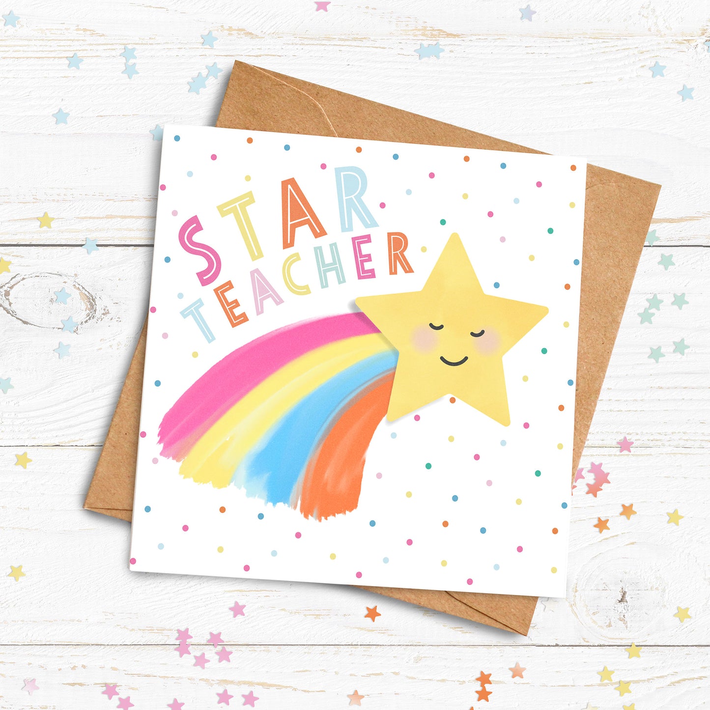 Star Teacher Card. Personalised Teacher Card. Card Greetings Card. Send Direct Option.