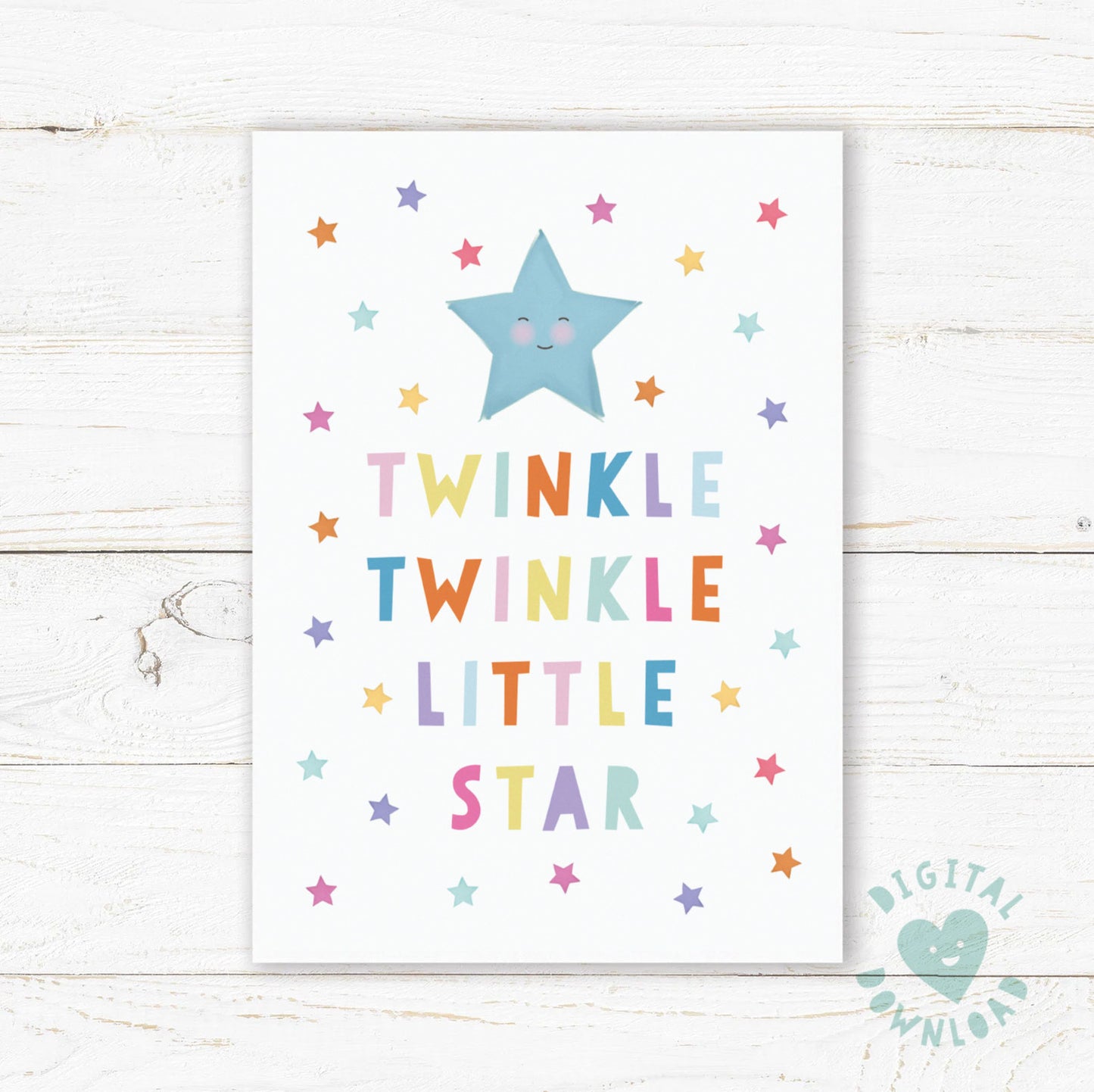 Digital Download Print - Twinkle Twinkle Little Star Print. Nursery Print. Children's Room Print.