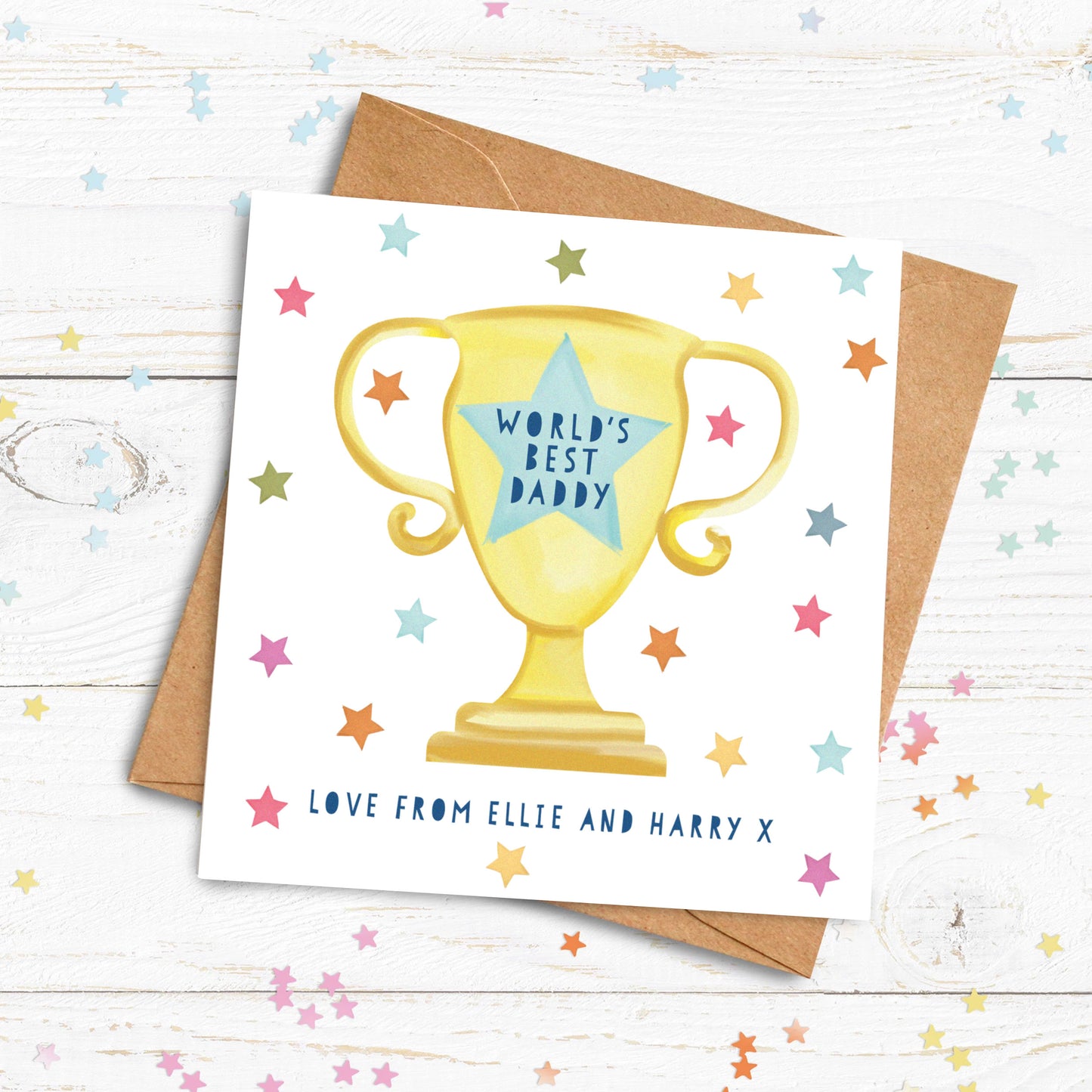 World's Best Trophy Card. Father's Day Card. World's Best Dad, Daddy, Step Dad, Grandad, Uncle, Brother Card.Send Direct Option.