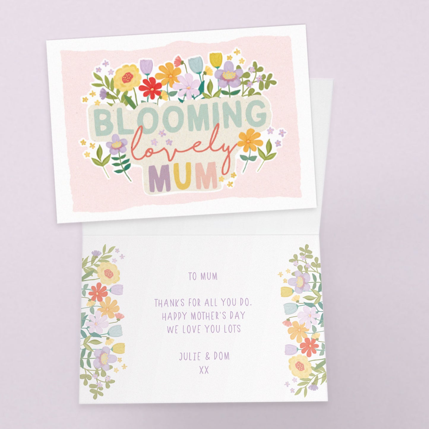 Blooming Lovely Mum Card. Floral Card. Personalised Mother's Day Card. Mum, Mummy, Grandma Card. Send Direct Option available.