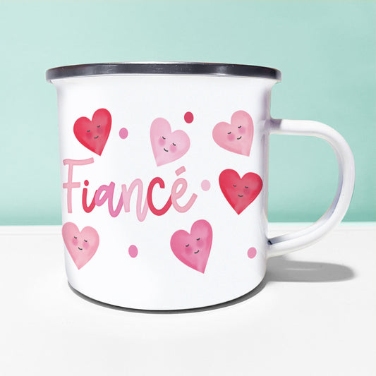 Love Hearts Enamel Mug. Personalised Mug. Personalised Love Mug. I Love You Gift. Cute mug.