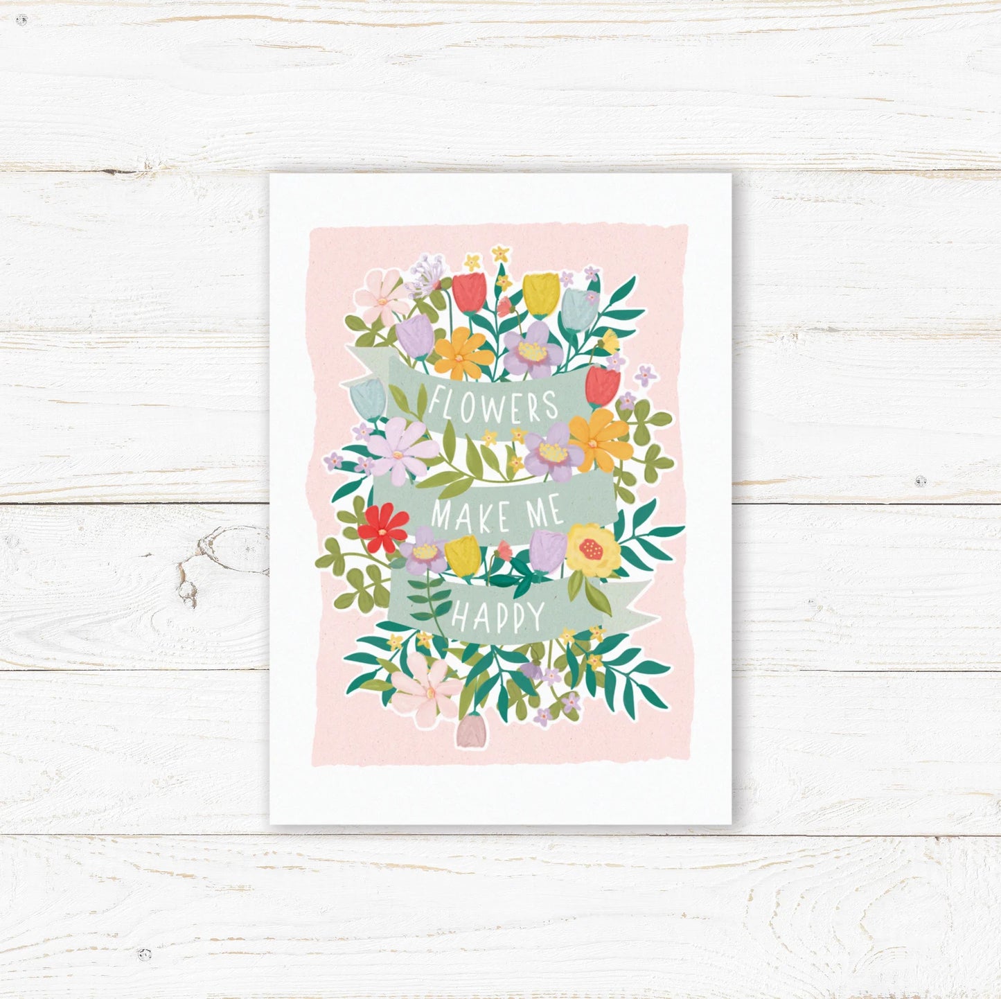 Flowers Make Me Happy Print. Mother's Day Personalised Wall Print. Floral Mum Wall Print. Lovely Gift for Mum.