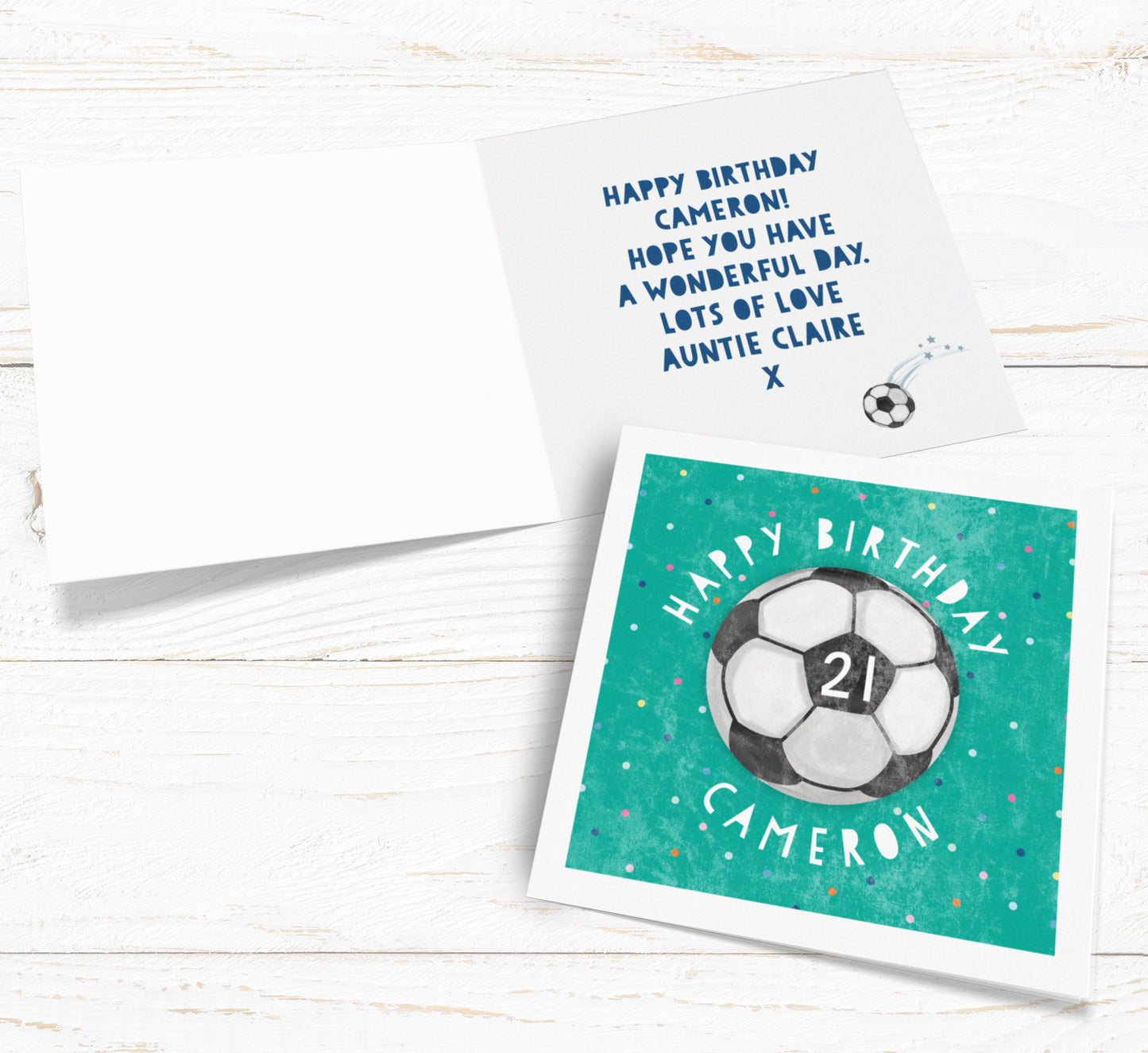 Big Age Football Card. Personalised Birthday Card. Football Fan Card. Send Direct Option.