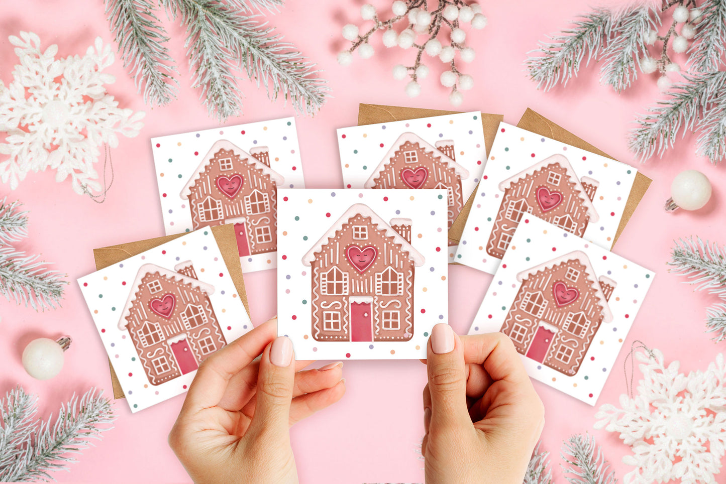 Gingerbread House Mini Christmas Card Pack. Pack of Christmas Cards. Cute Christmas. Gingerbread House Cards. Pack of Cards and Envelopes.