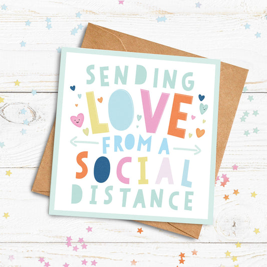 Sending Love From A Social Distance Card. Lockdown Cards. Thank you card. Happy Birthday. Birthday lockdown card. Send Direct.