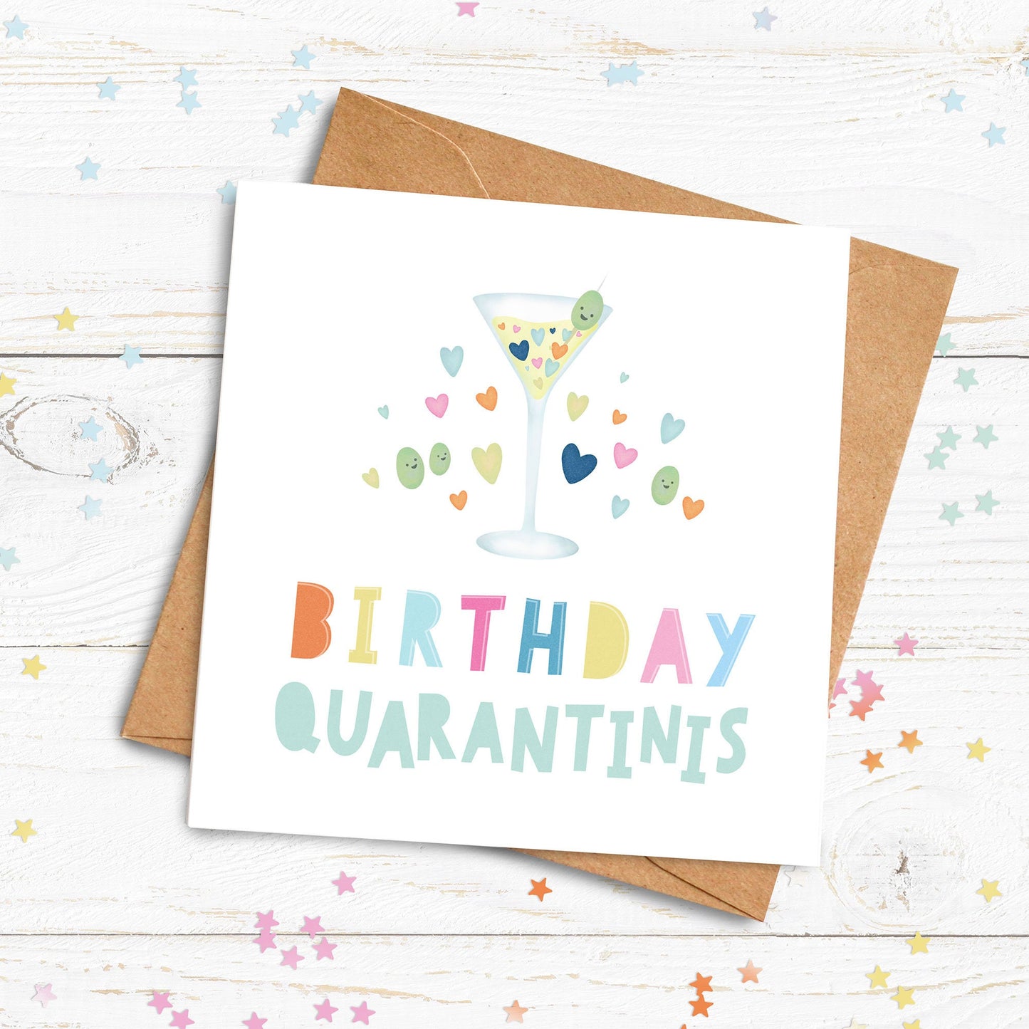Birthday Quarantinis Card. Lockdown Birthday Card. Happy Birthday Card. Send Direct Option.