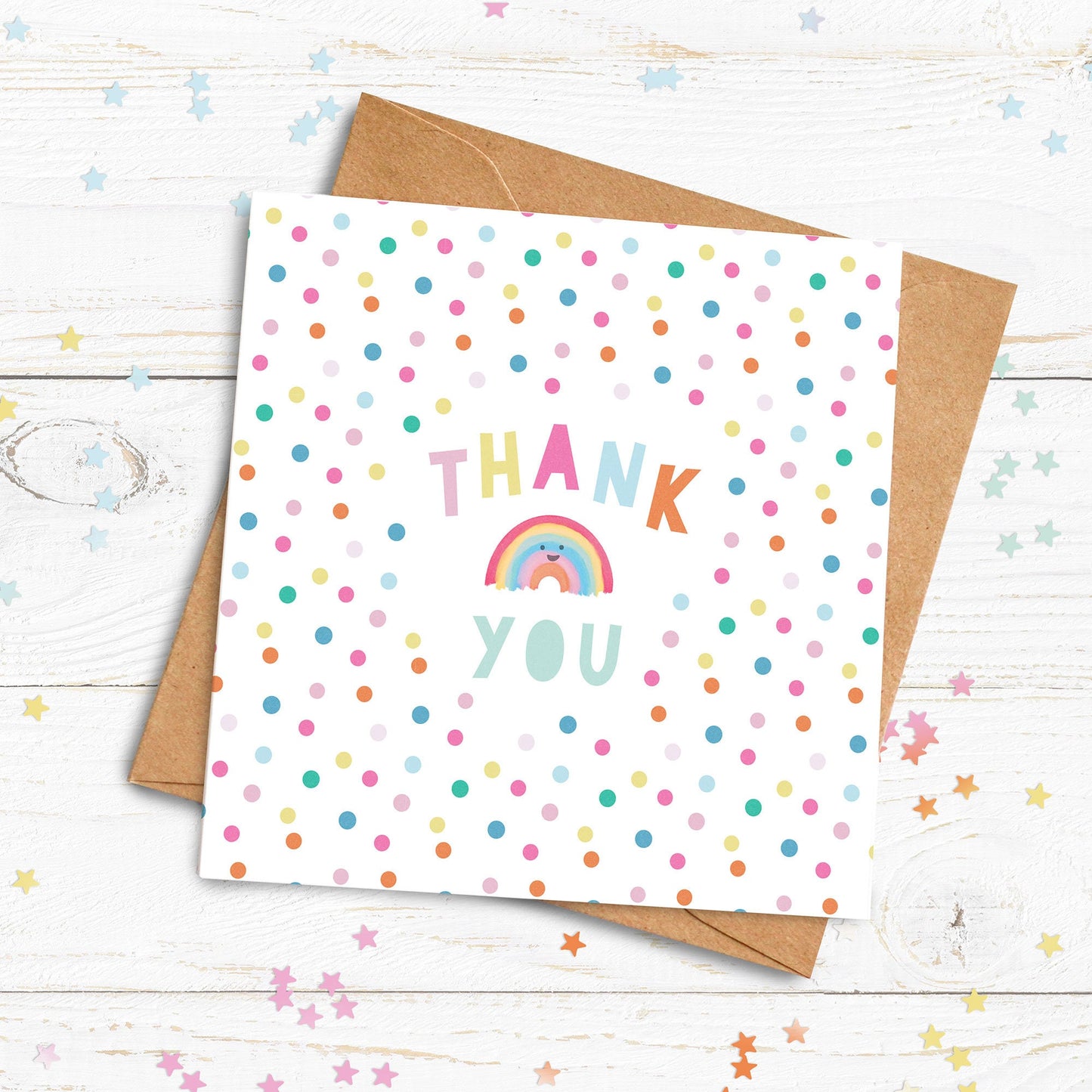 Thank You Rainbow Card. Personalised Thank You Card. Thank you Teacher Card. Send Direct Option.