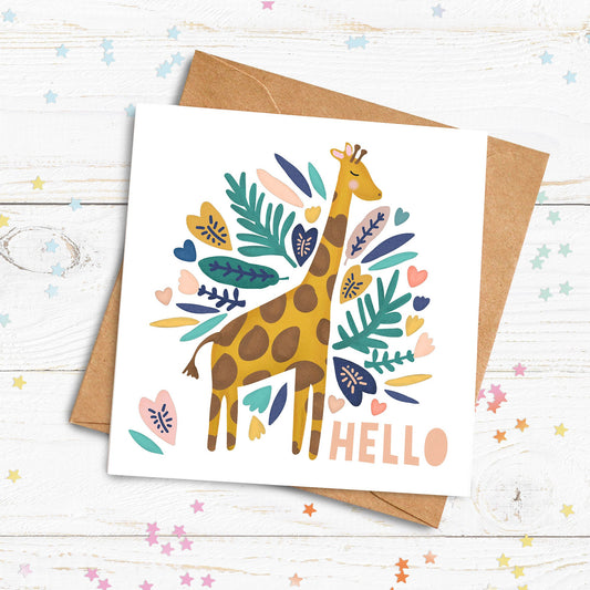 Giraffe Hello Card. Baby Card. Welcome to the world card. Cute Giraffe Card. Hello Card. Send Direct Option.