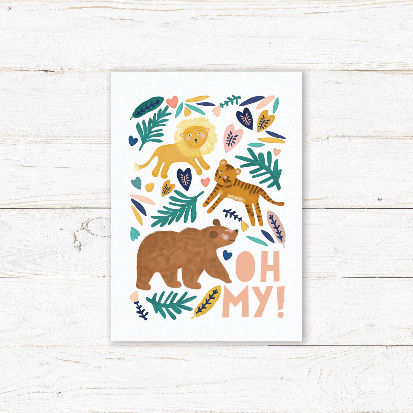 Lions and Tigers and Bears Oh My! Nursery Childs Bedroom Wall Print. New Baby Gift. Christening Gift. Child's Birthday Present.
