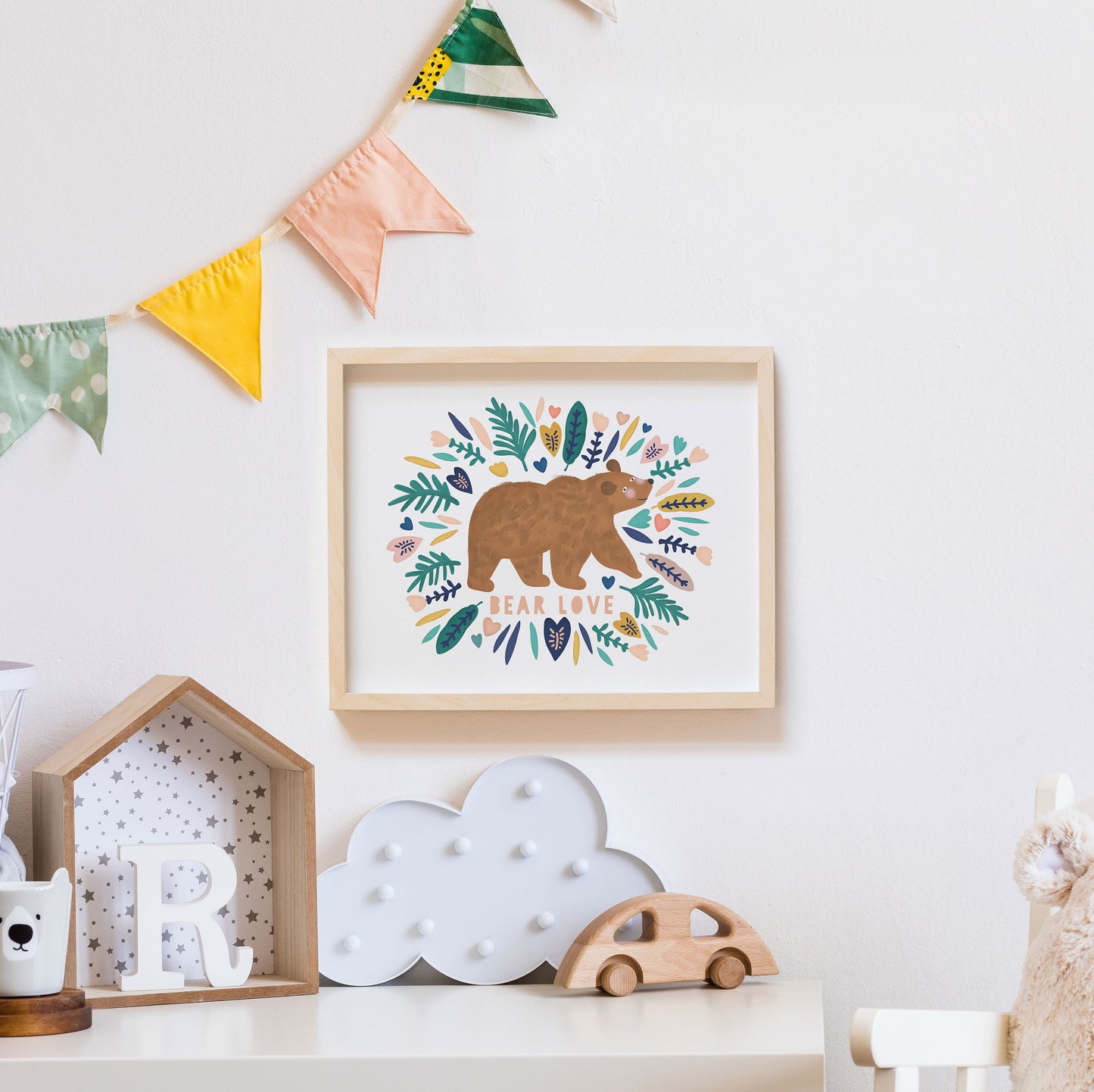 Bear Love Print. Nursery Childs Bedroom Wall Print. New Baby Gift. Christening Gift. Child's Birthday Present. Naming Day Wall Art