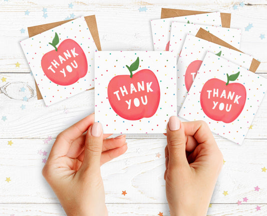 Thank You Apple Mini Cards. Thank you cards. Thank you Teacher Cards.Pack of Cards.