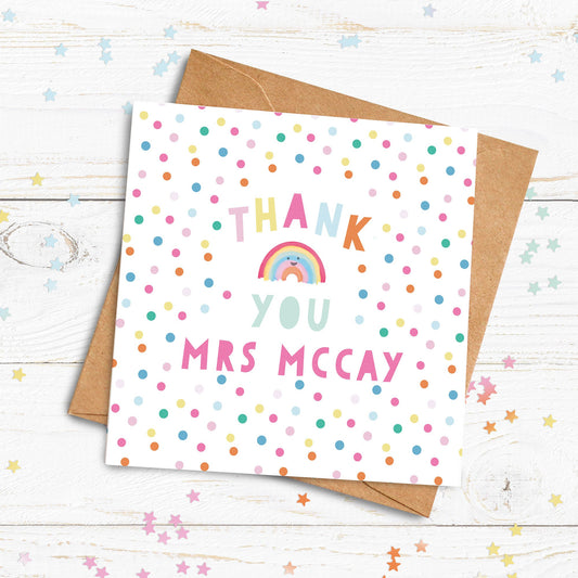 Thank You Rainbow Card. Personalised Thank You Card. Thank you Teacher Card. Send Direct Option.