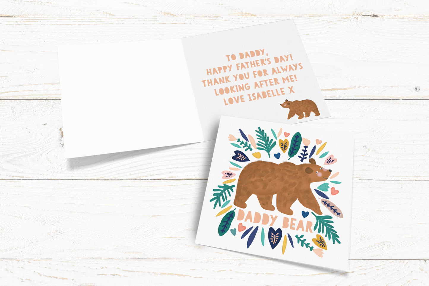 Daddy Bear Card Father's Day Card. Birthday Card. For Him. Cute Bear Card. Send Direct Option.