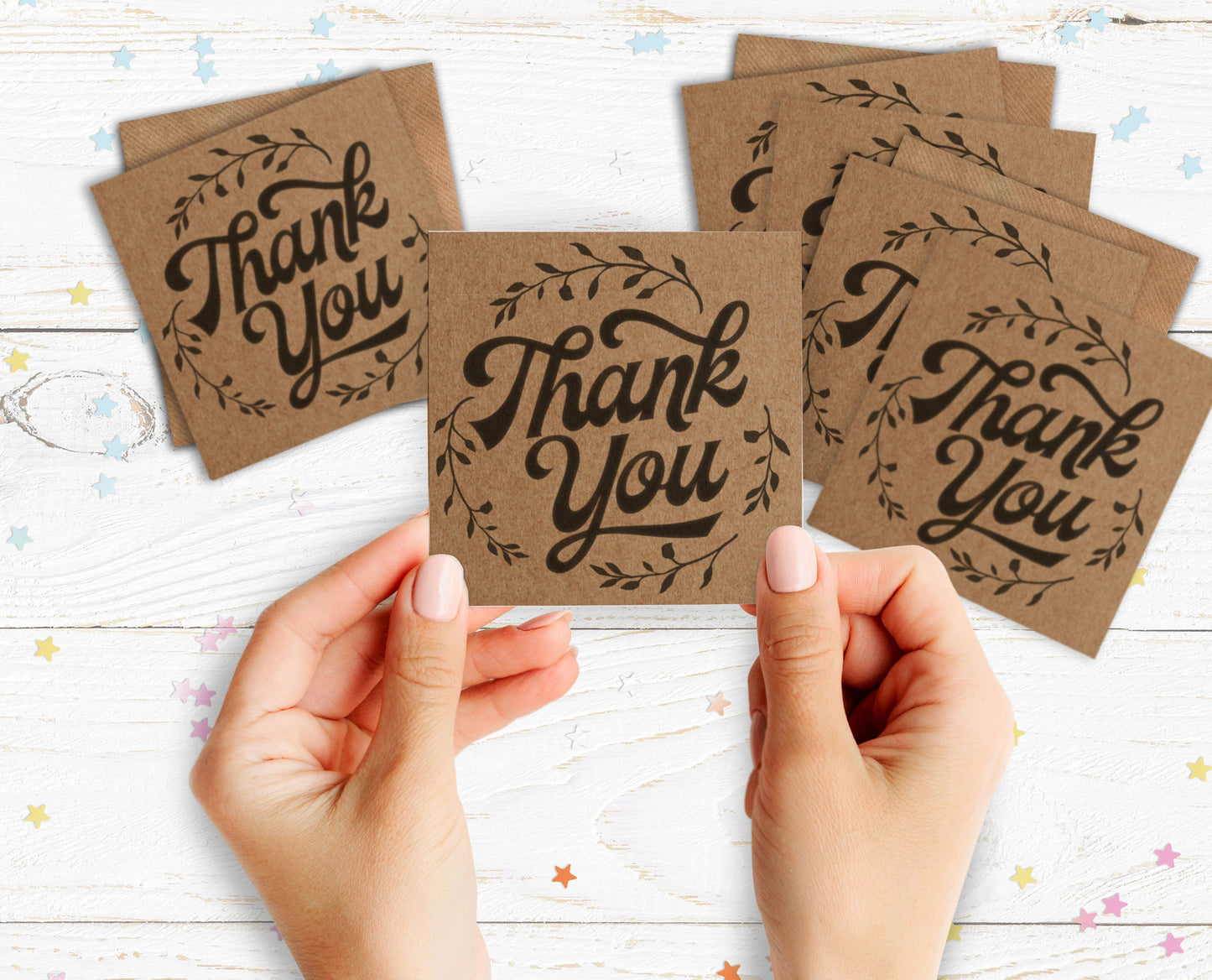 Mini Pack of Happiness - Thank You Kraft Cards. Pack of cards. Thank you. Recycled Cards.