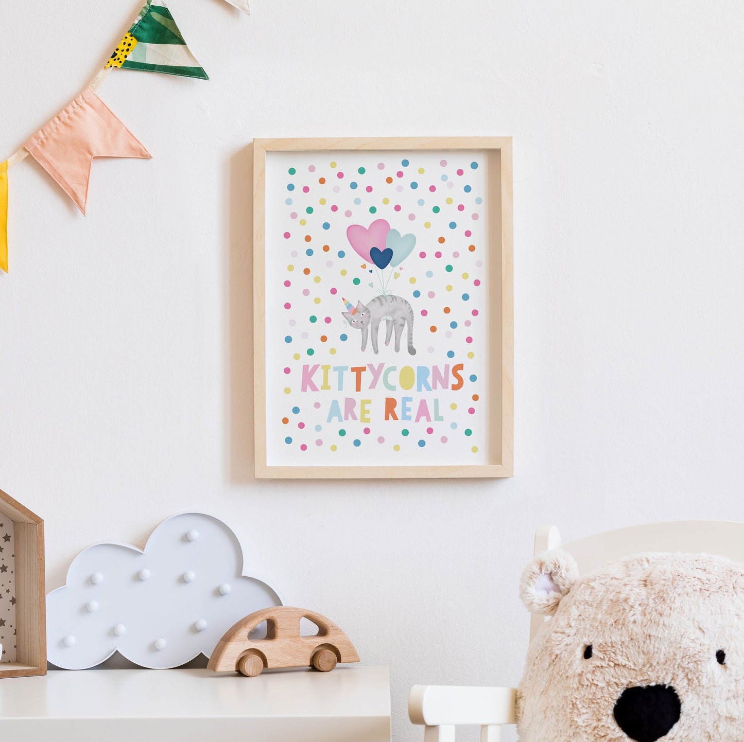 Kittycorns Are Real Print. Nursery Childs Bedroom Wall Print. Unicorn Print. Child's Birthday Present. Naming Day Wall Art