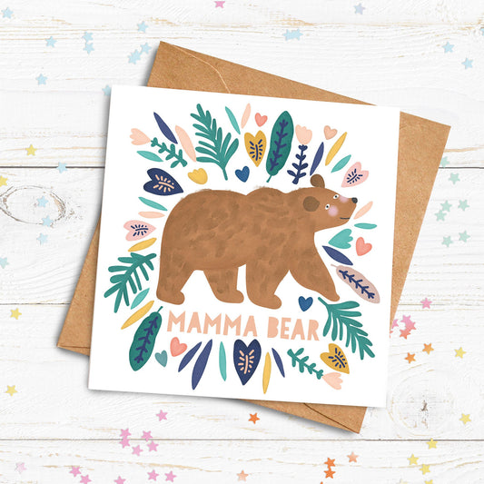 Mamma Bear Card. Birthday Card. For Her. Cute Bear Card. Send Direct Option.