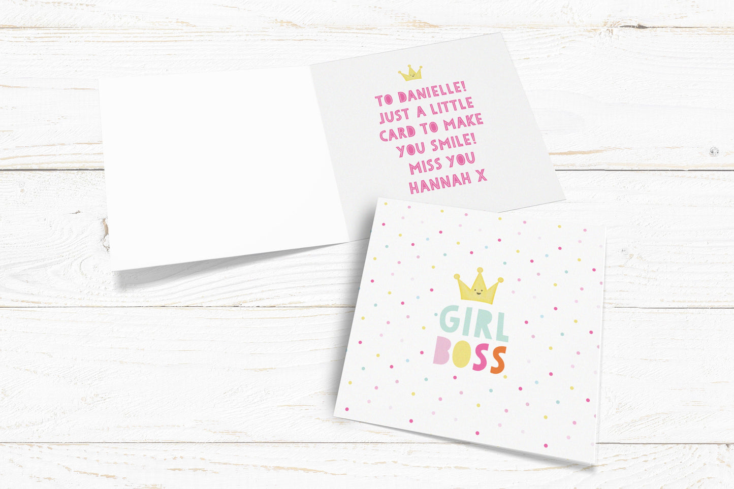 Girl Boss Card. Well Done Card. Passed Exams Card. Congratulations. New Job. Send Direct Option.