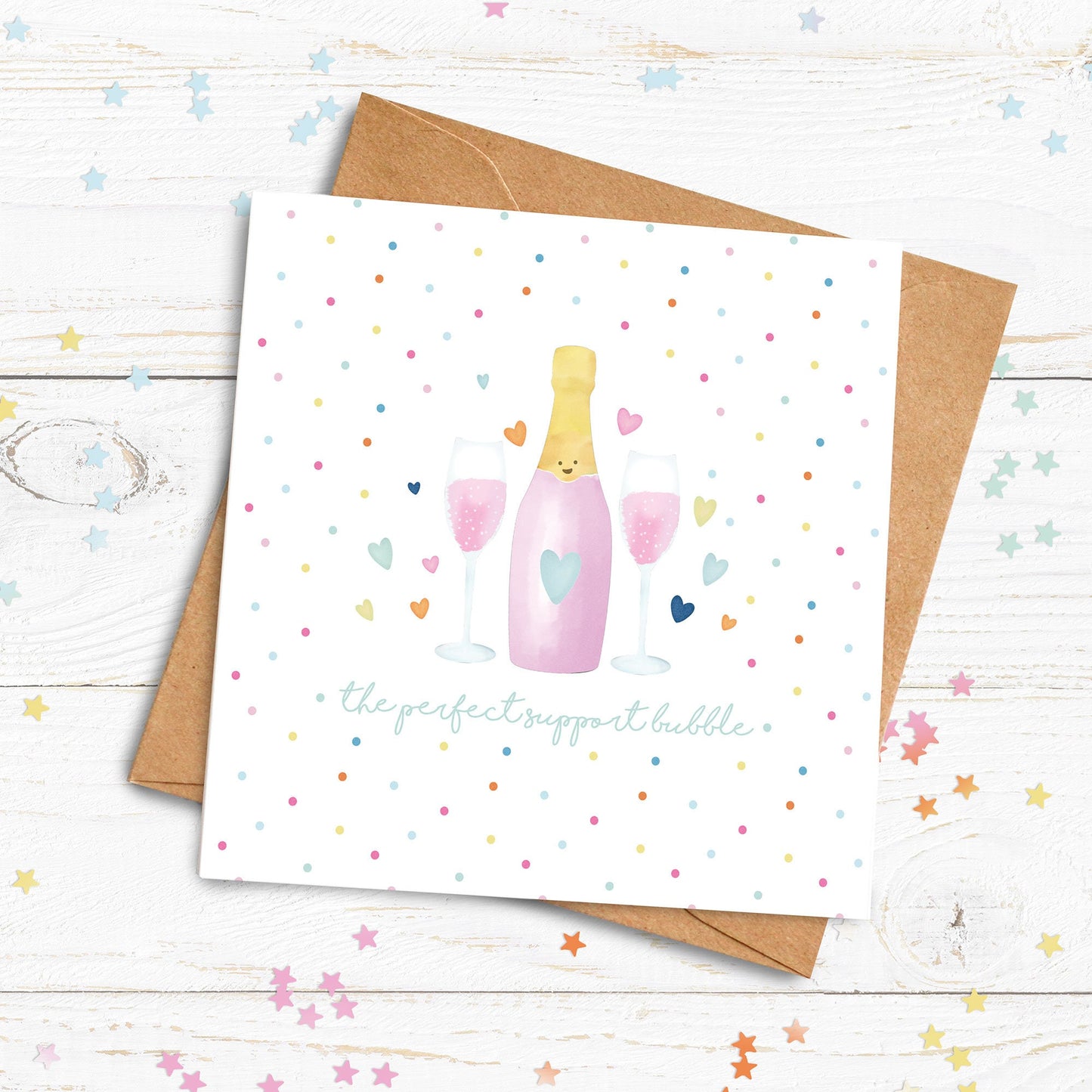 The Perfect Support Bubble Card. Personalised Lockdown Birthday Card. Prosecco Card. Champagne Card.Happy Birthday Card. Send Direct Option.