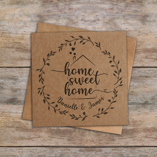 Home Sweet Home Personalised Kraft Card. New Home Card. Kraft Card. Greetings Card. Personalised Card. Send Direct Option.