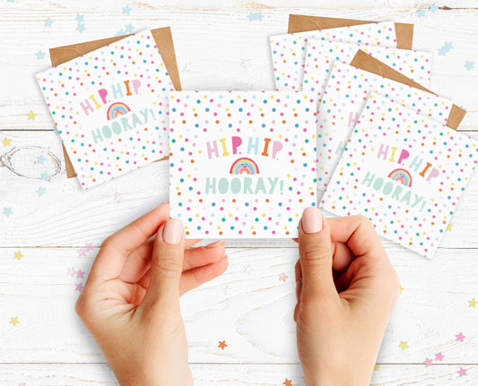 Mini Pack of Happiness - Rainbow Hip Hip Hooray! Well done Cards. Congratulations. Passed Exams. Graduation Cards.