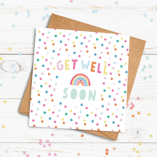 Get Well Soon Rainbow Card. Personalised Get Well Card. Thinking of you Card. Cute Rainbow Card. Send Direct Option.