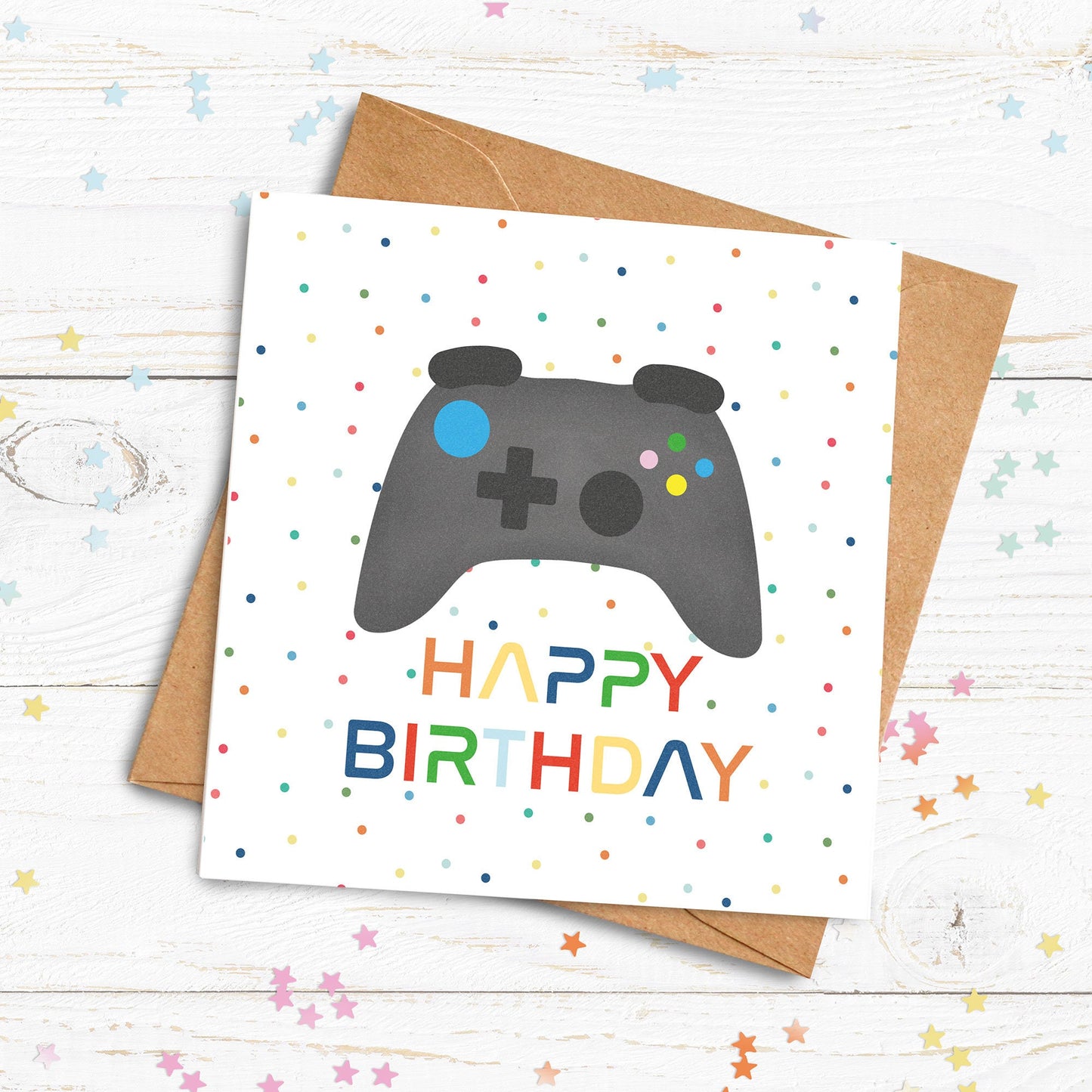 Gaming Happy Birthday Card. Personalise with name and age. Boys Birthday Card. Teenager Birthday Card. Send Direct Option.