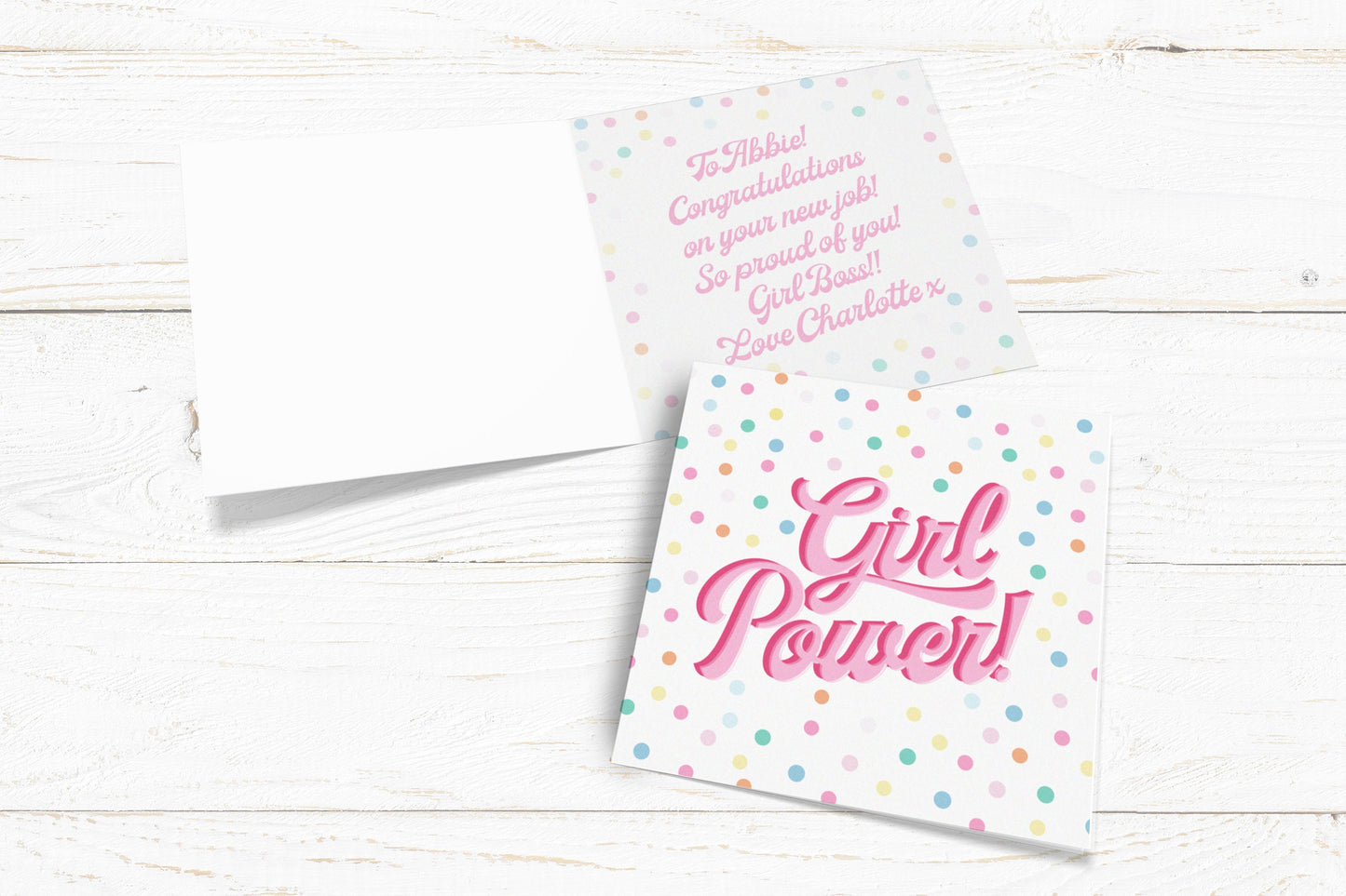 Girl Power Card. Well Done Card. Passed Exams Card. Congratulations. New Job. Send Direct Option.