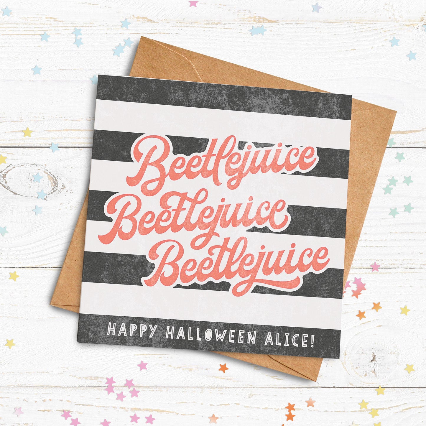 Beetlejuice Card. Personalised Halloween Card. Cute Halloween Card. Halloween Party Invite. Send Direct Option.