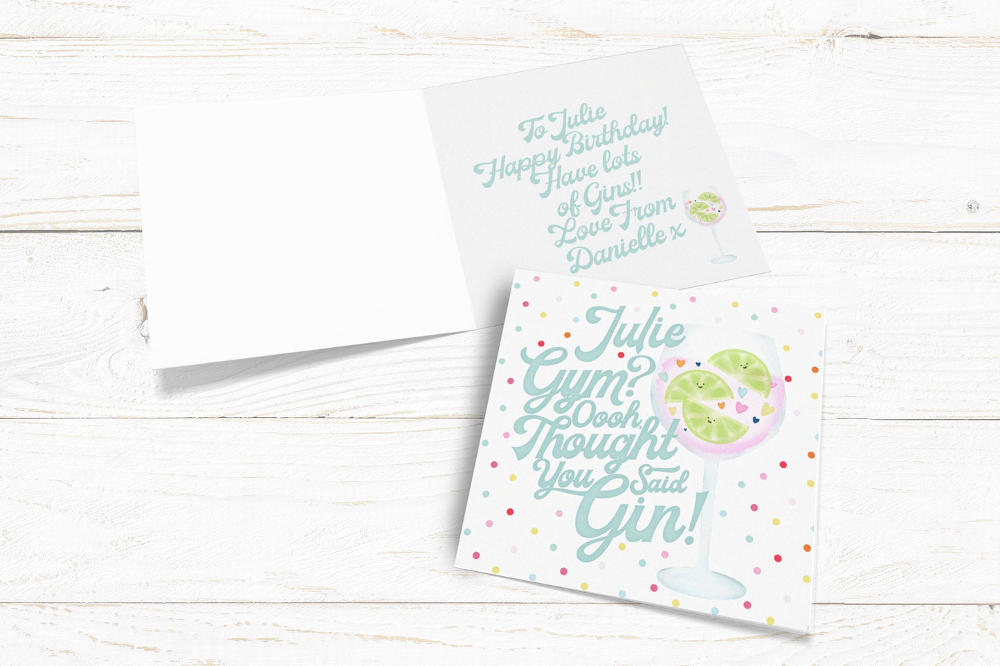 Gym? Oh thought you said Gin Card. Personalised Lockdown Birthday Card. Gin Card.Happy Birthday Card. Funny Card. Send Direct Option.