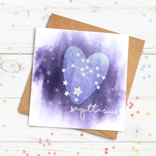 Star Sign Cards. Personalised Zodiac Cards. Cute Stars Card. Personalised Birthday Card. Send Direct Option.