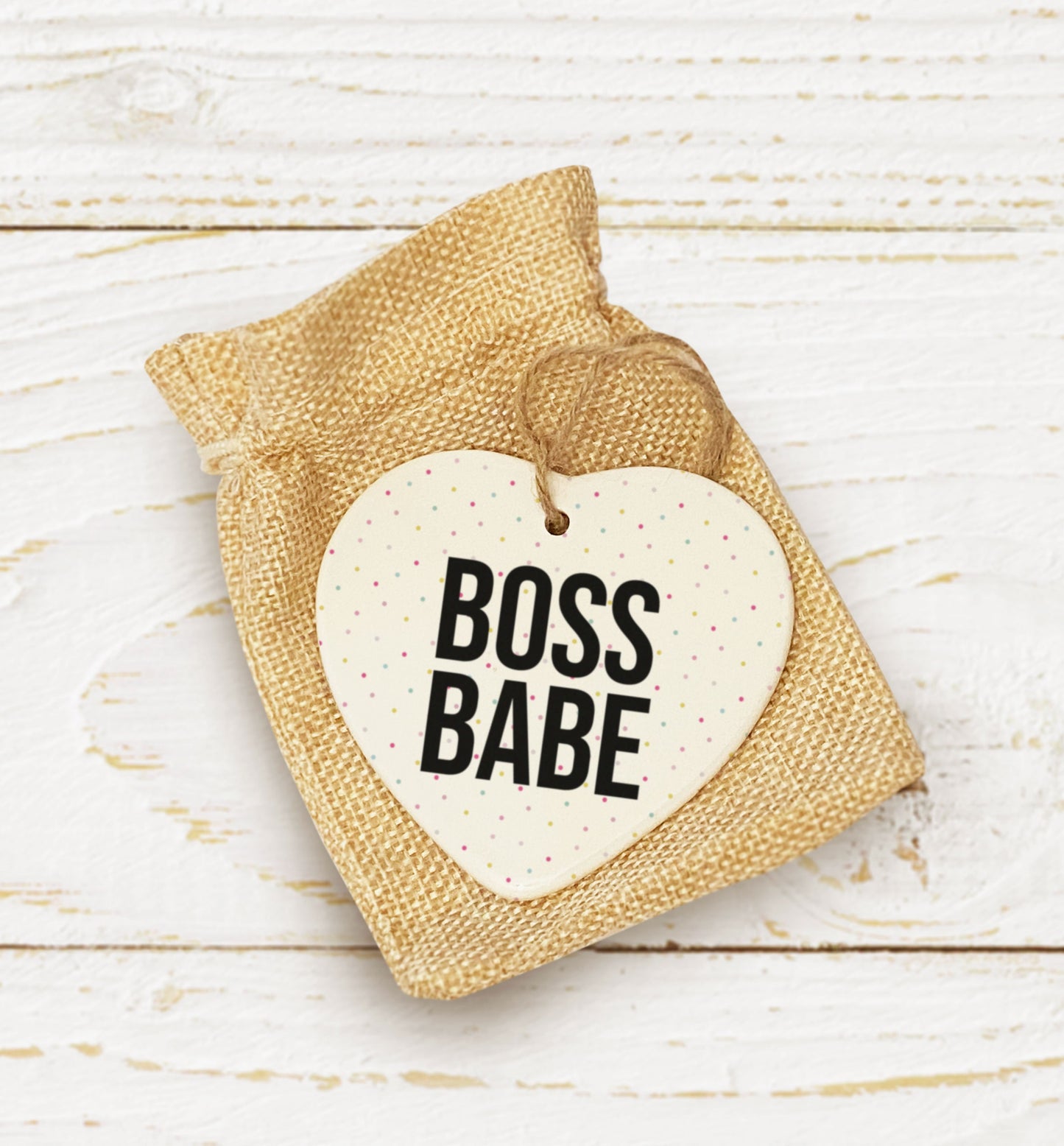 Boss Babe Hanging Heart. CuteDecoration. Thinking of you gift. Lockdown Gift. Thank you gift. Well Done. Ceramic ornament