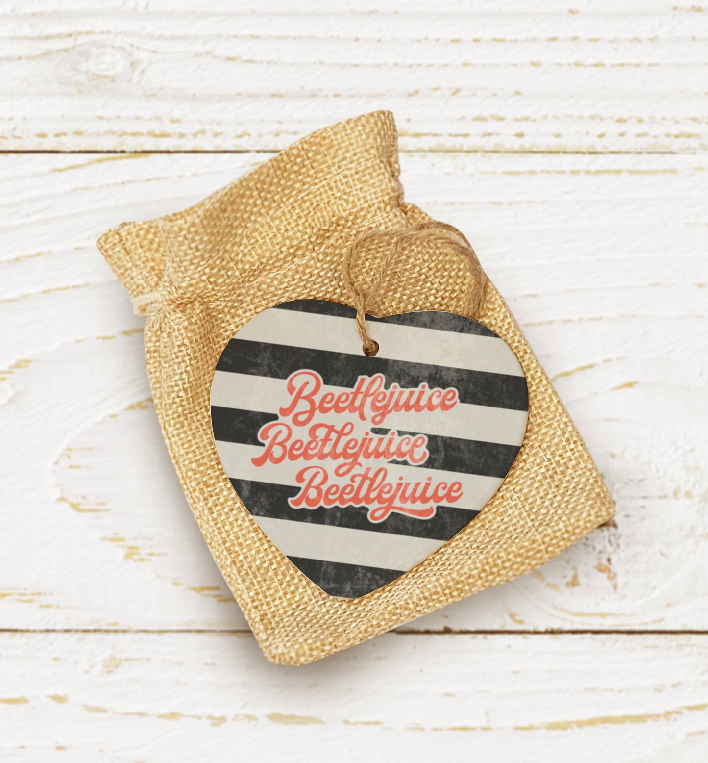 Beetlejuice Ceramic Hanging Heart. Cute Halloween Decoration. Cute Decoration. Cute Loved one gift. Halloween Ornament.