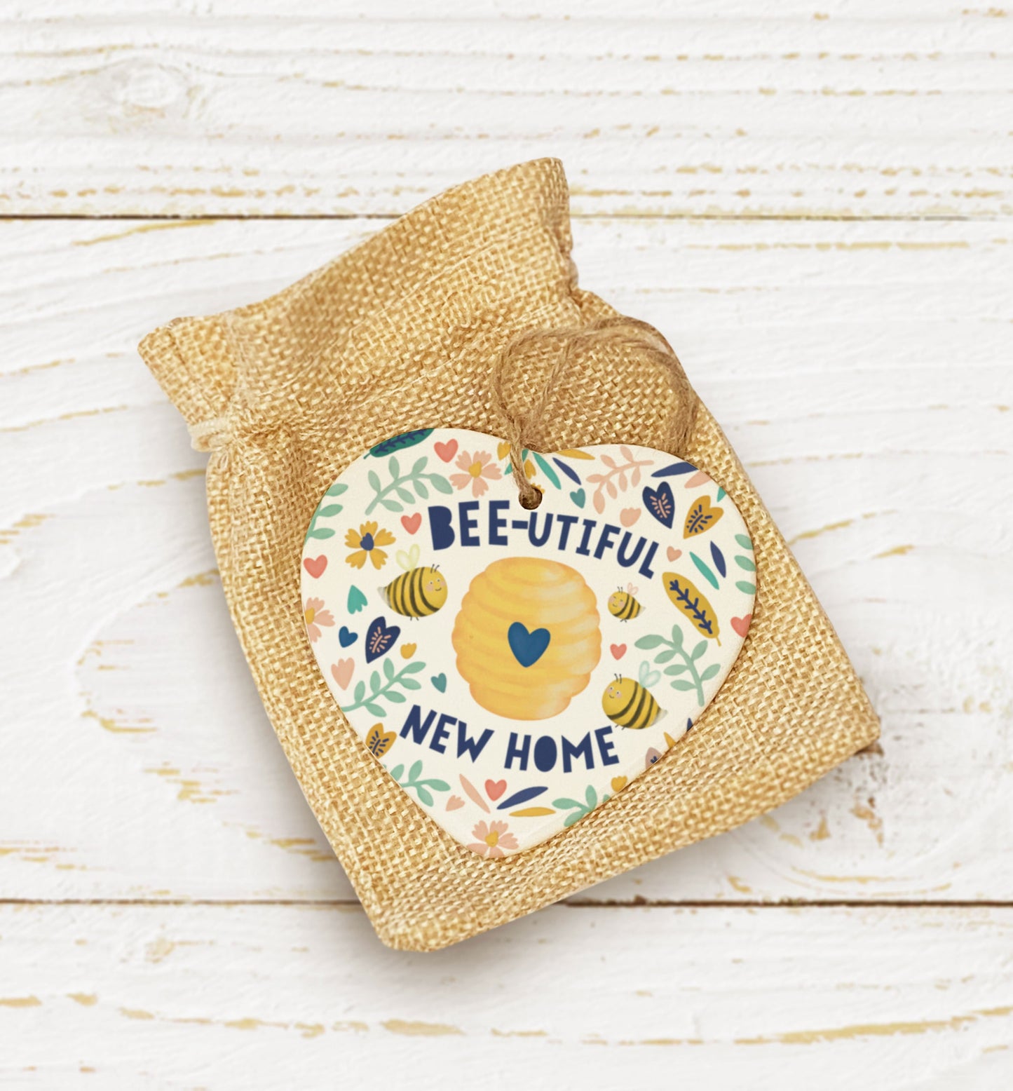 Bee-utiful New Home Hanging Heart. Cute Bee Decoration. New Home Gift. Housewarming Gift. Ceramic ornament
