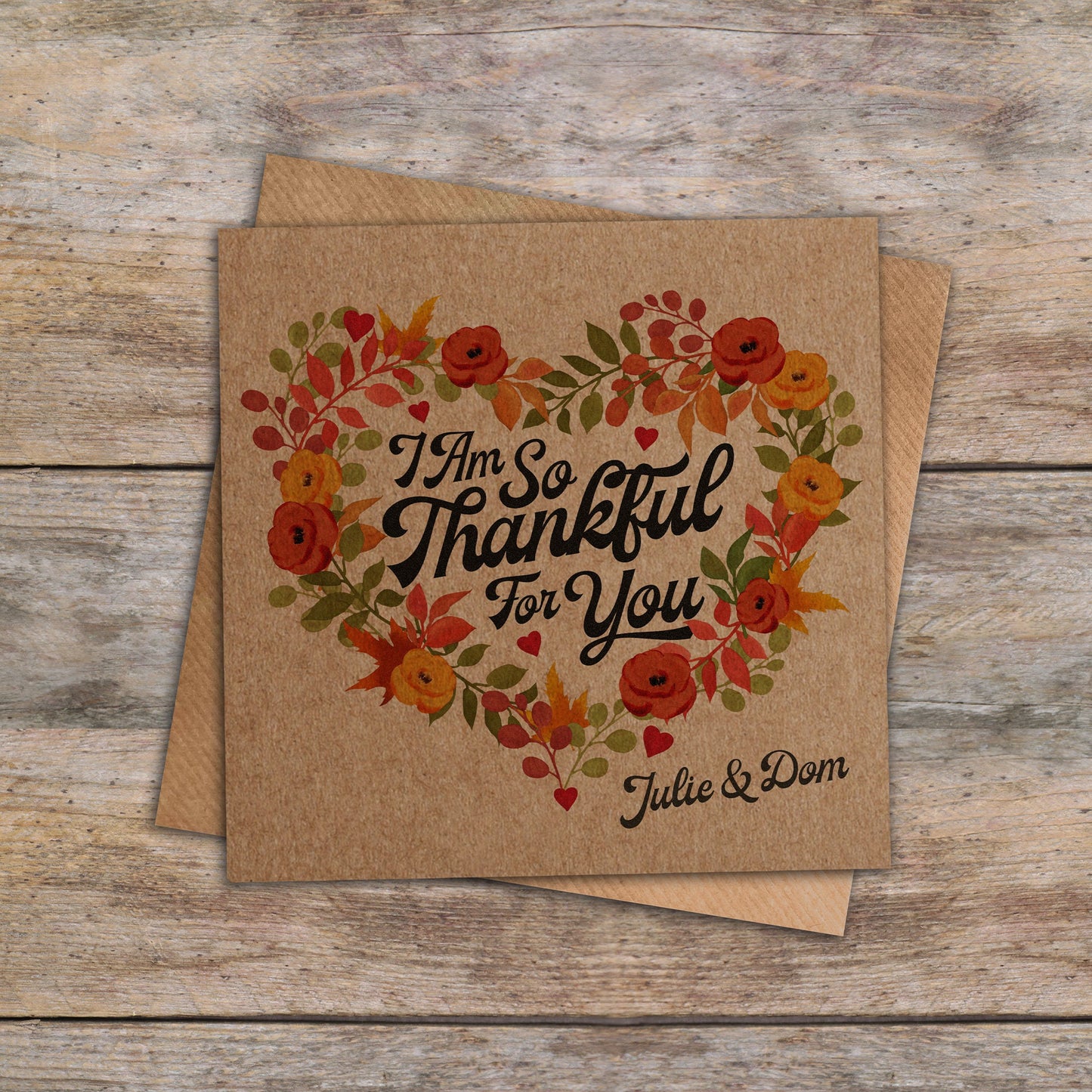 I Am So Thankful For you Card. Personalised Thanksgiving Card. Autumnal Card.Fall Card. Kraft Recycled Card. Send Direct Option.