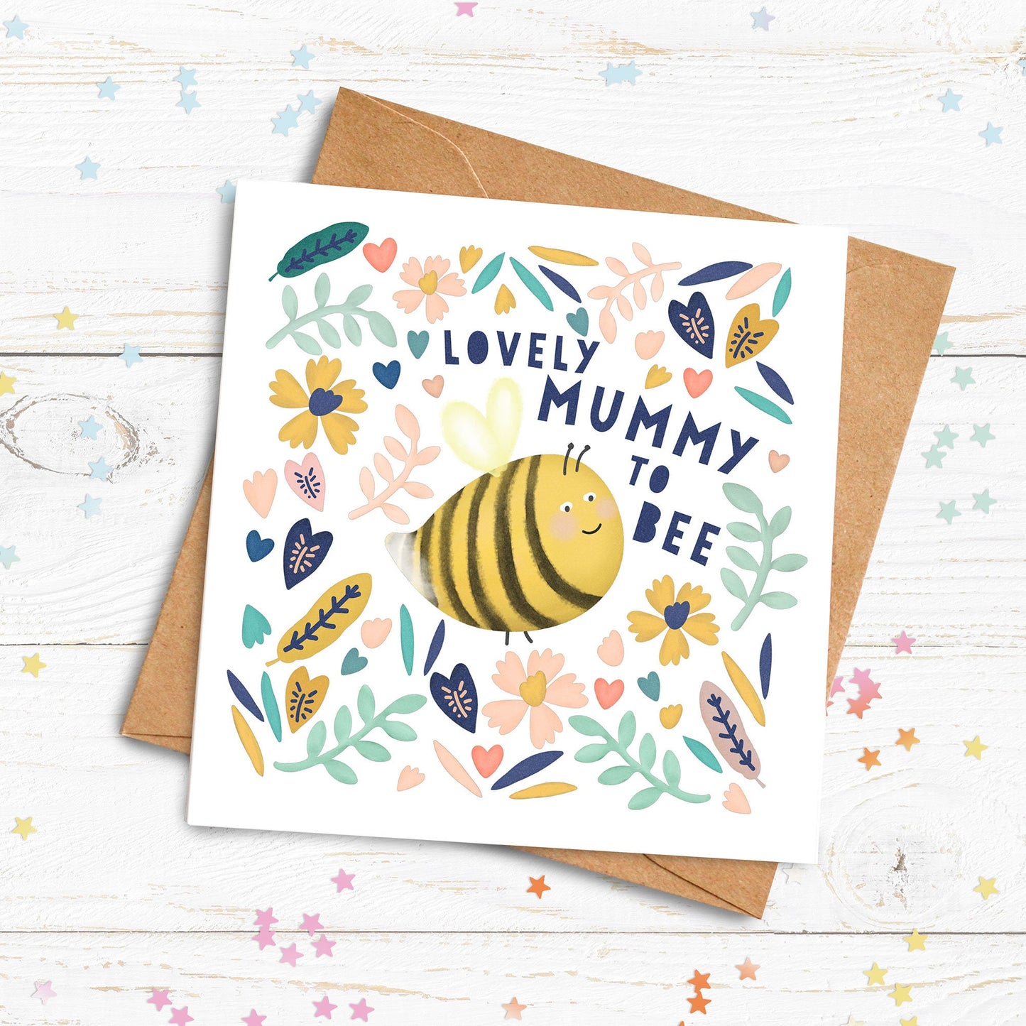 Mummy To Be Card. Personalised Pregnancy Card. Leaving to have a baby. Birth Celebration Card. New Mum. Cute Bee Card. Send Direct Option.