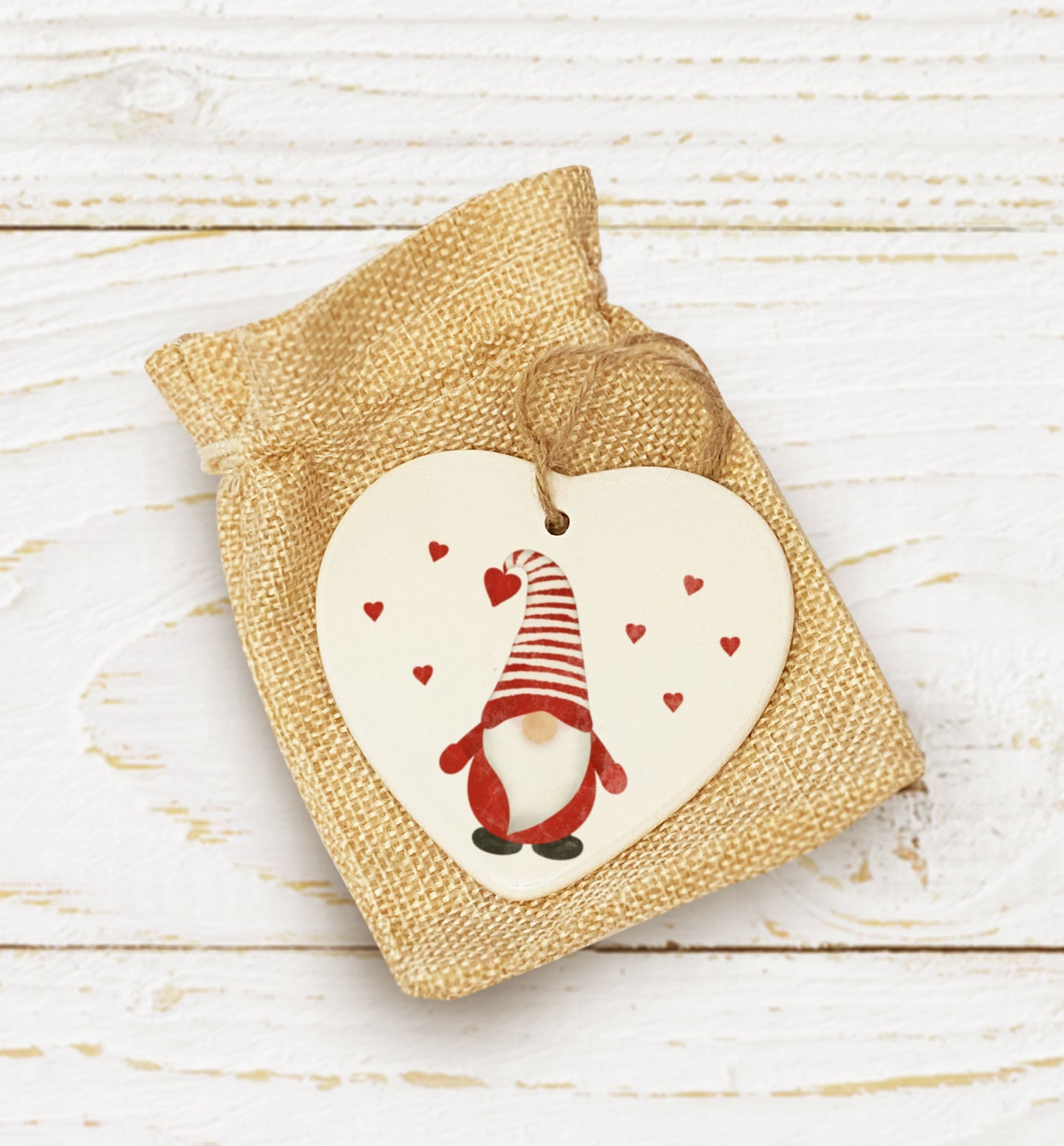 Cute Santa Heart Tree Decoration. Gonk Christmas Decoration. Pretty Christmas Dec.Personalised Tree Bauble