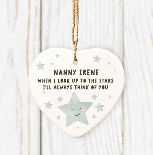 When I Look To The Stars Heart Decoration. Remembrance Ornament. Personalised In Loving Memory Tree Decoration.Personalised Tree Bauble