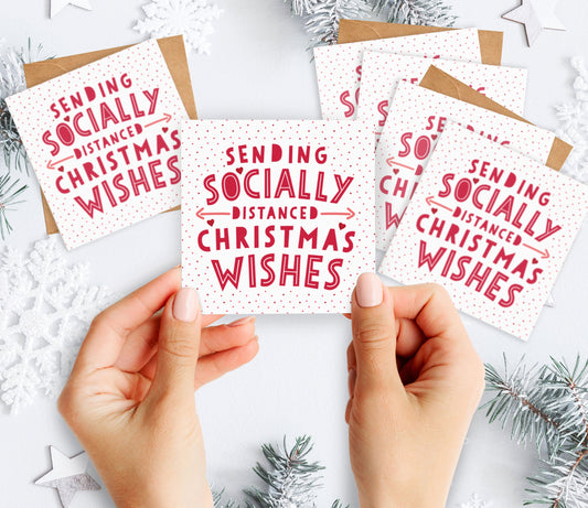 Mini Pack of Happiness - Sending Socially Distanced Christmas Wishes Cards. Lockdown Christmas. Pack of Christmas Cards. Cute Christmas.