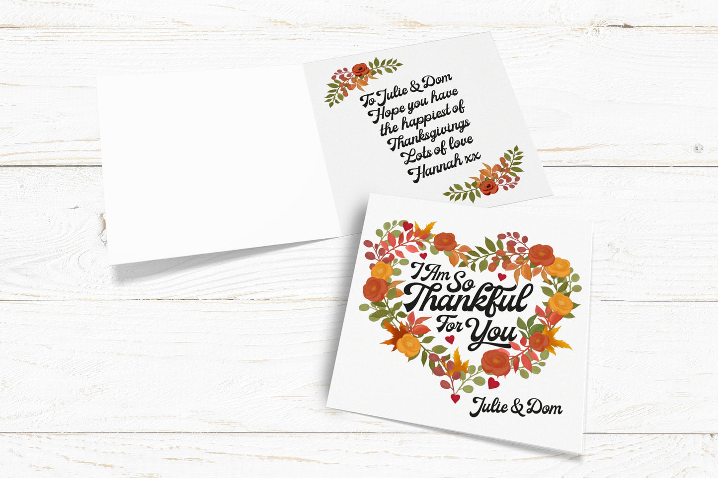 I Am So Thankful For you Card. Personalised Thanksgiving Card. Autumnal Card.Fall Card. Send Direct Option.